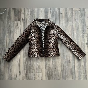 Rave City | Black/Brown | Animal Print | Velveteen | Collard | Zip Front Jacket